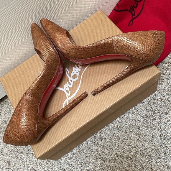 Christian Louboutin Bronze Karung Reptile Pigalle 120 Size 37 - Picture 6 of 9